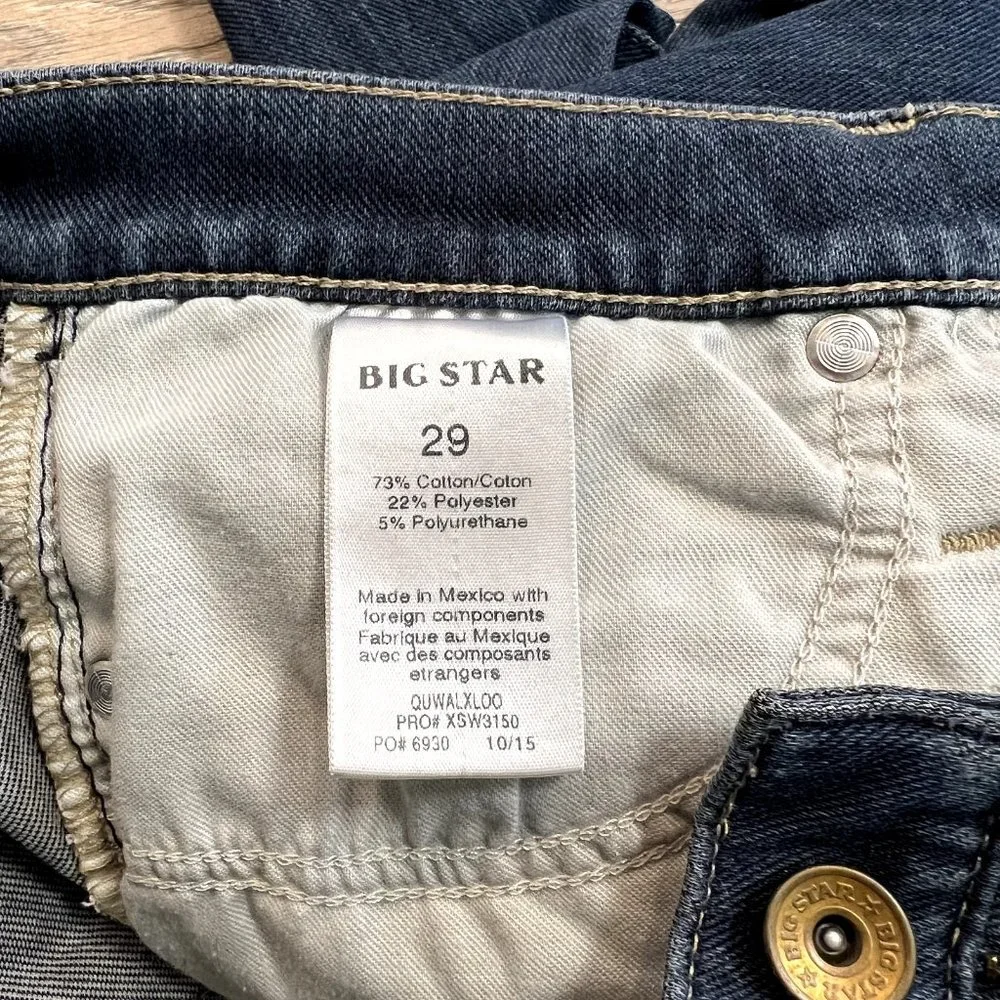 Big Star Jeans‎ Womens 29 Blue Alex Mid Rise Skinny Denim Stretch Comfort 33x31